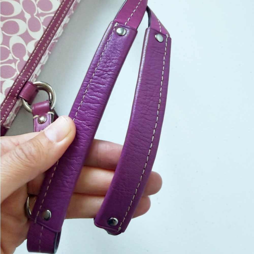 COACH | Heritage Chelsea Signature Logo Tote Bag Purse Purple Pink White F15137 - Picture 4 of 16